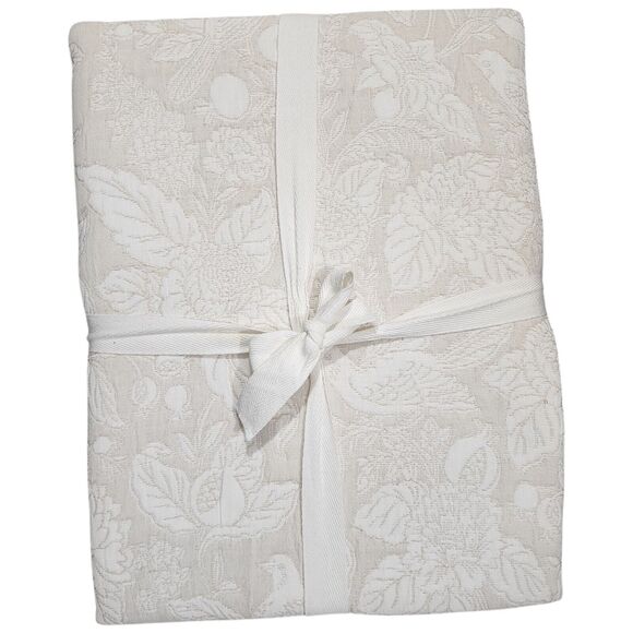 Envogue Shabby Chic Birds Flowers Embossed Jacquard Tablecloth Ivory 60x84Oblong - Picture 6 of 11